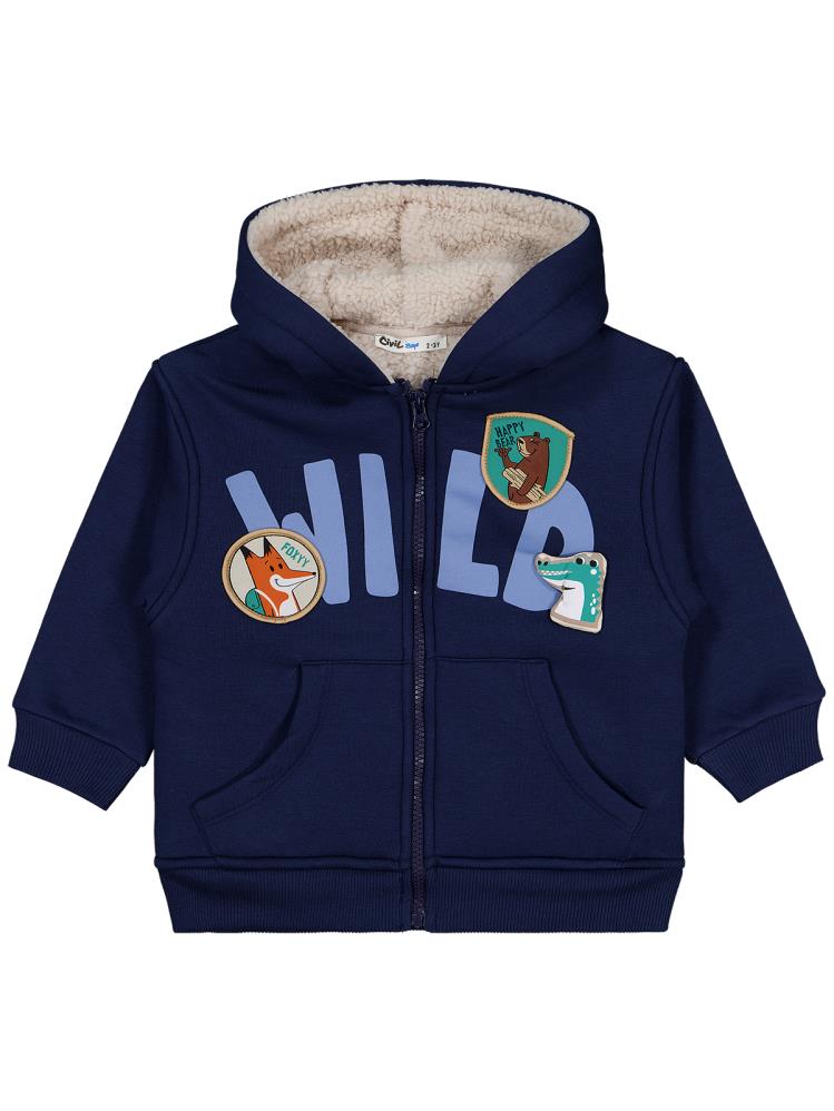 Civil Boys Wıld Baskılı Tilki Armalı 2-5 Yaş Hırka - Lacivert