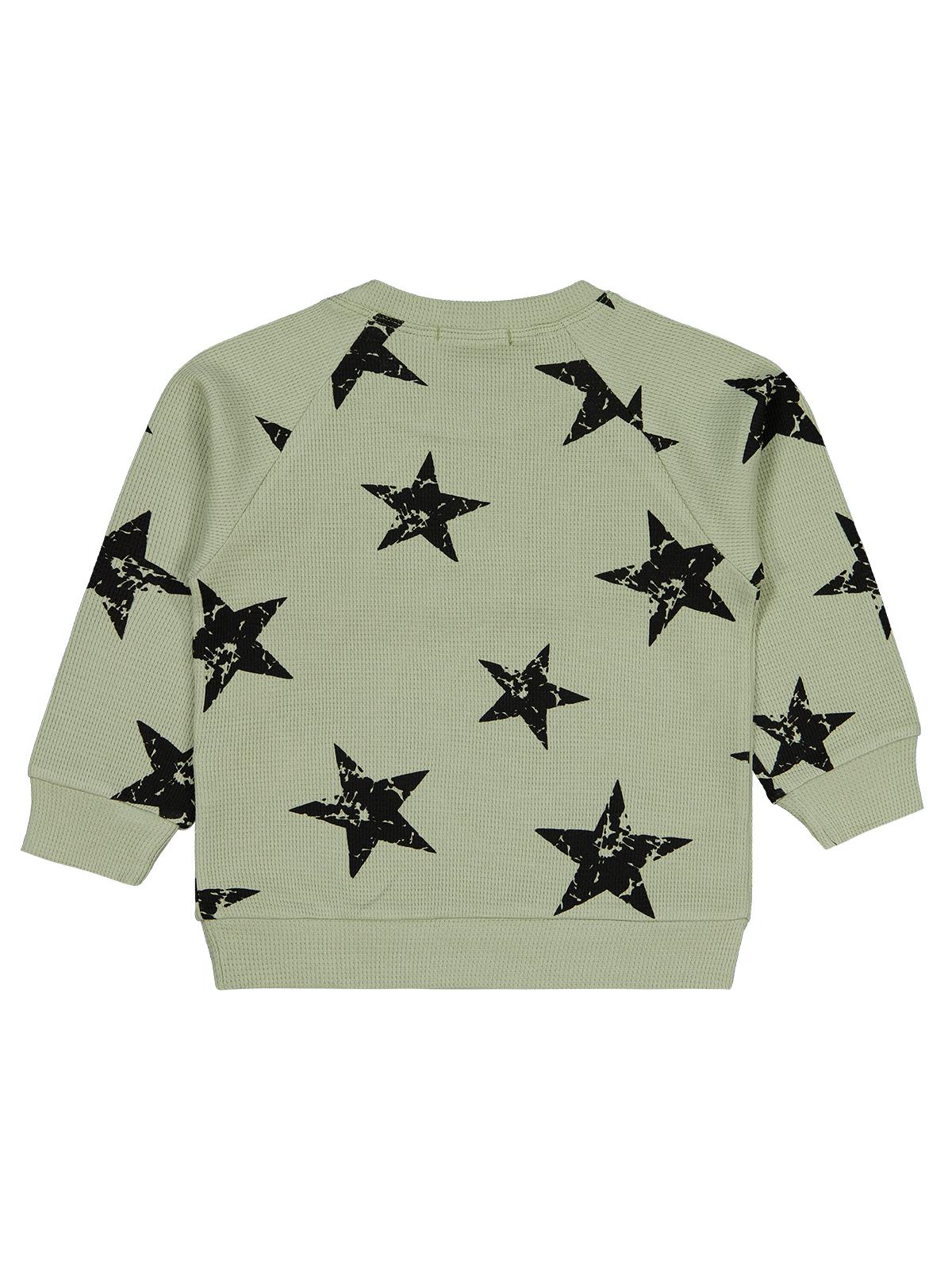 Civil Erkek Çocuk Yıldız Empirme Baskılı Sweatshirt | Waffle Uzun Kol | Okul Kreş ve Günlük Kullanım - Haki