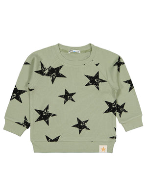 Civil Erkek Çocuk Yıldız Empirme Baskılı Sweatshirt | Waffle Uzun Kol | Okul Kreş ve Günlük Kullanım - Haki