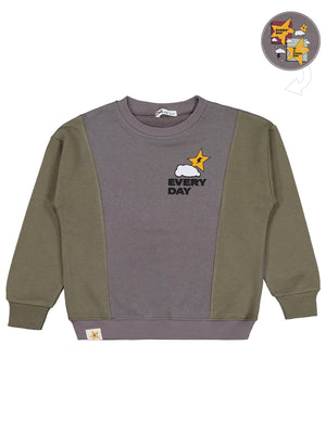 Civil Boys Every Day Yıldız Baskılı 6-9 Yaş Sweatshirt - Haki
