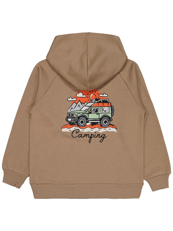 Civil Boys Araba Camping Baskılı 6-9 Yaş Sweatshirt - Kahverengi