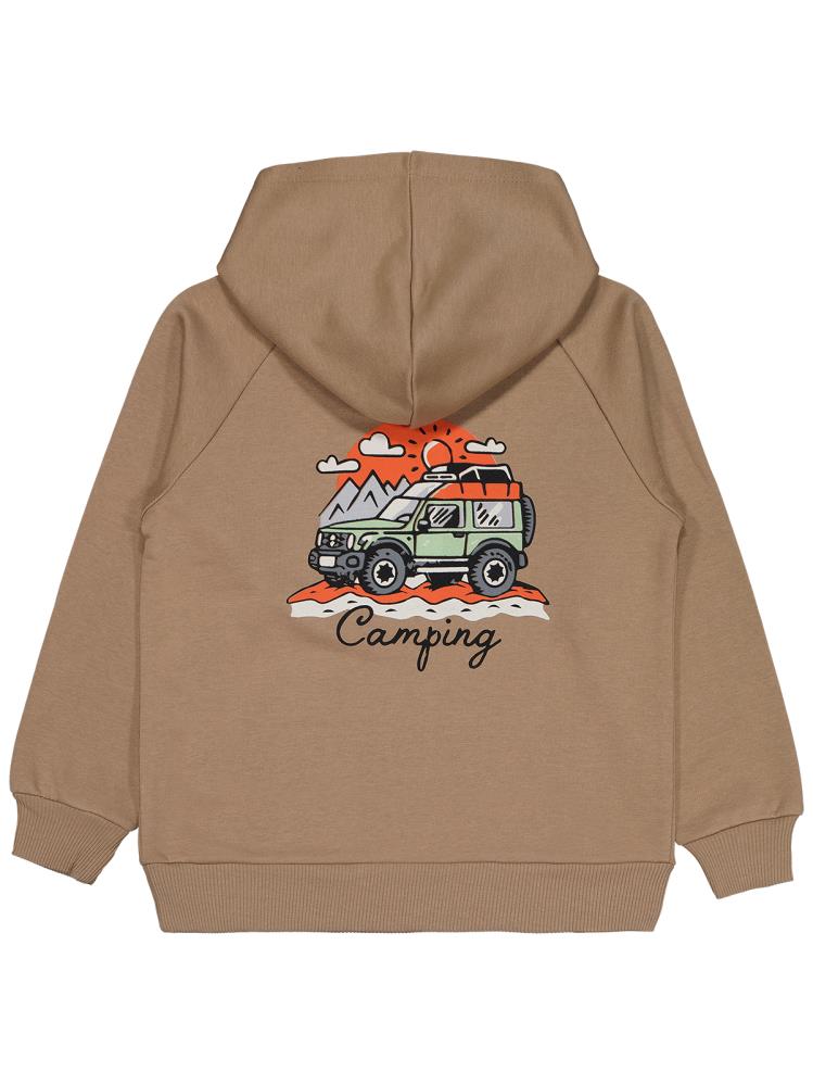 Civil Boys Araba Camping Baskılı 6-9 Yaş Sweatshirt - Kahverengi