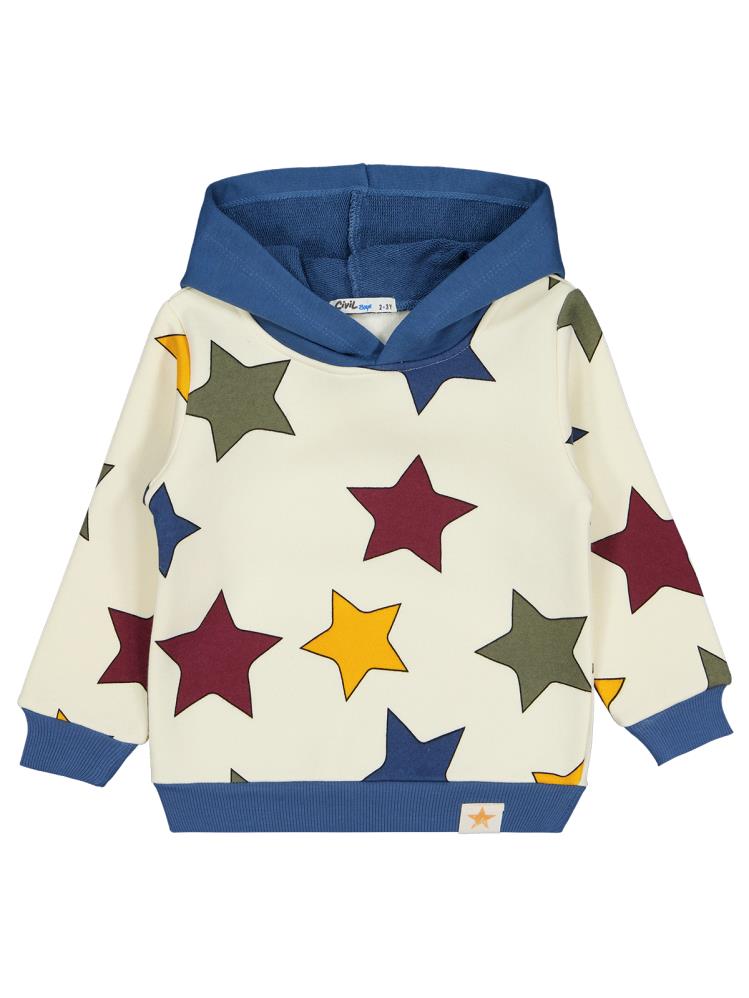 Civil Boys Renkli Yıldız Baskılı 2-5 Yaş Sweatshirt - Bordo