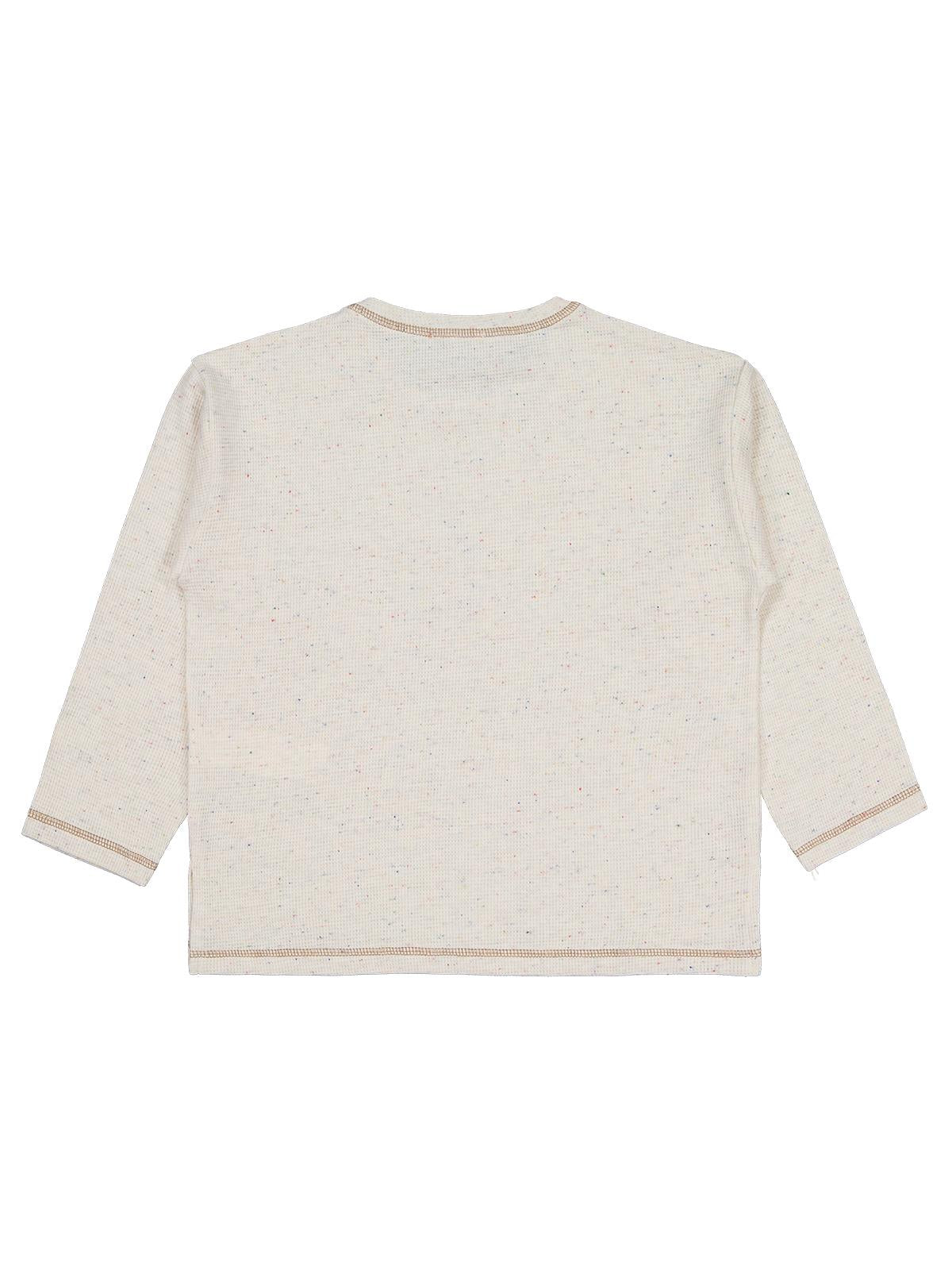 Civil Erkek Çocuk Cepli Overlok Dikişli Sweatshirt | Waffle Pike | Okul Kreş ve Günlük Kullanım - Bej
