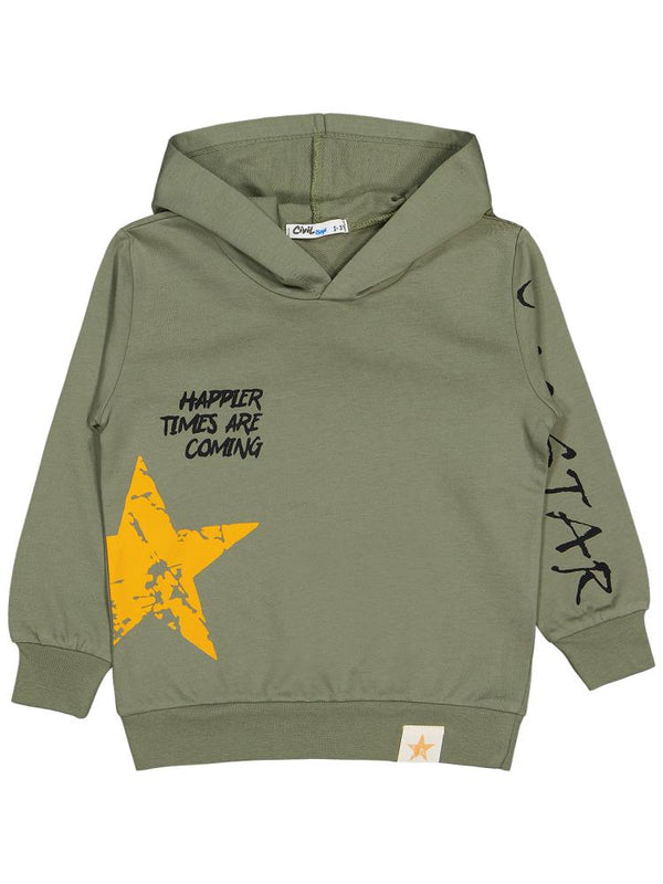 Civil Boys Cool Star Baskılı 2-5 Yaş Sweatshirt - Haki