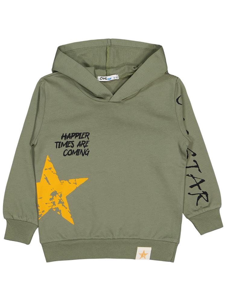 Civil Boys Cool Star Baskılı 2-5 Yaş Sweatshirt - Haki