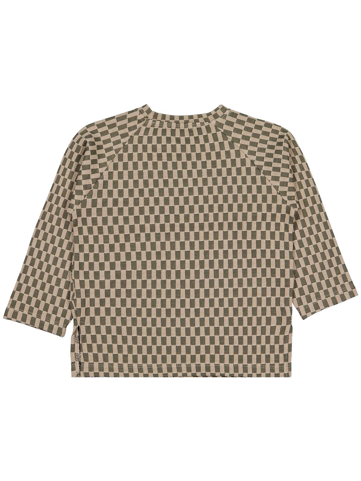 Civil Erkek Çocuk Dama Desenli Sweatshirt | Jakar/Petek Uzun Kol | Okul Kreş ve Günlük Kullanım - Haki