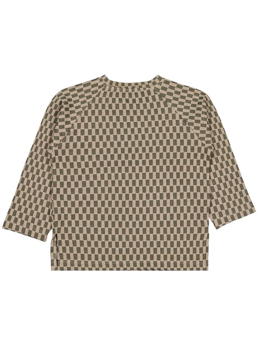 Civil Erkek Çocuk Dama Desenli Sweatshirt | Jakar/Petek Uzun Kol | Okul Kreş ve Günlük Kullanım - Haki