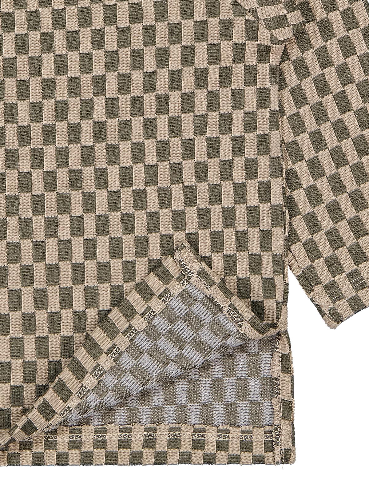 Civil Erkek Çocuk Dama Desenli Sweatshirt | Jakar/Petek Uzun Kol | Okul Kreş ve Günlük Kullanım - Haki