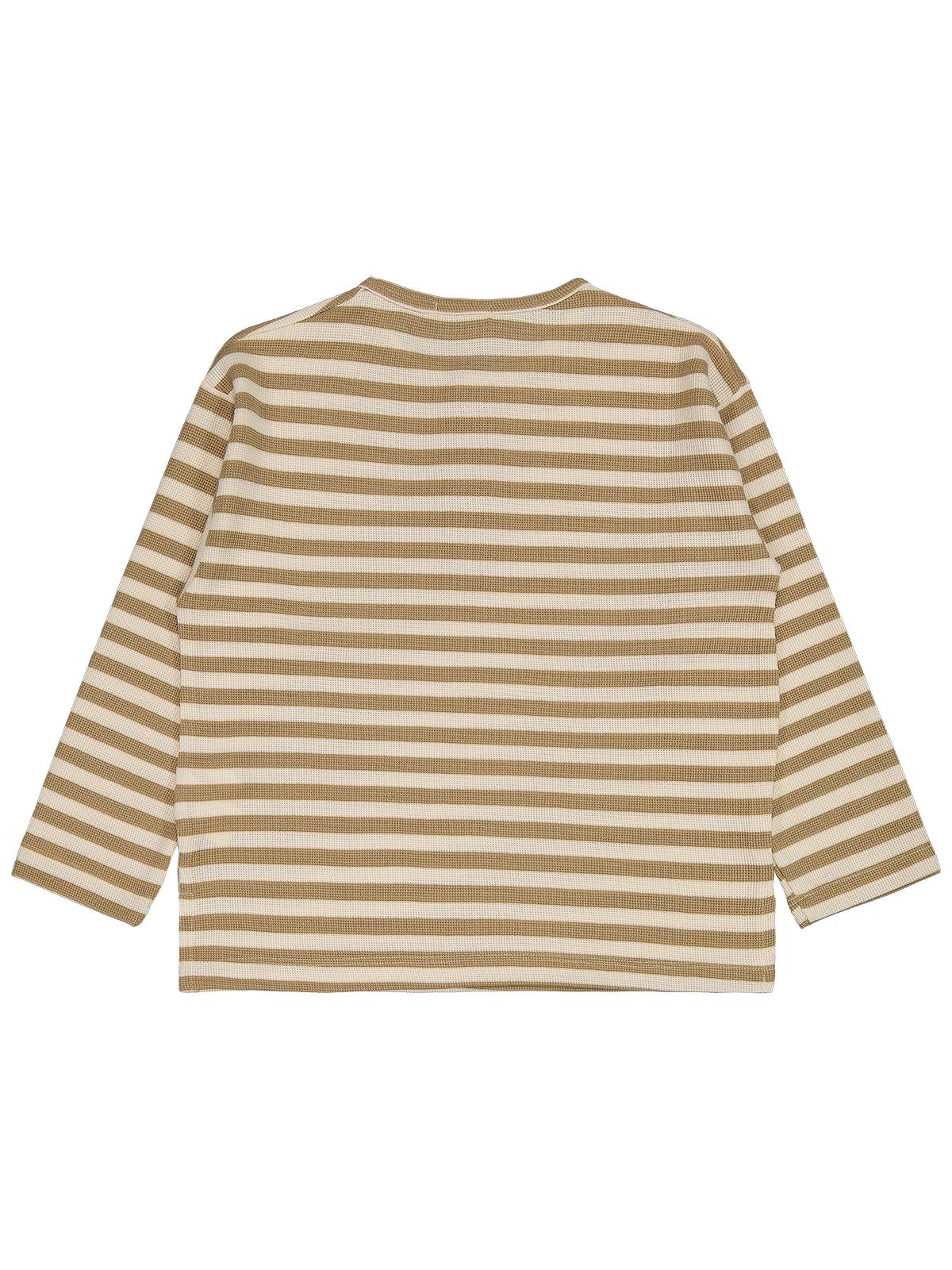 Civil Erkek Çocuk Çizgili Sahte Patlı Sweatshirt | Waffle Uzun Kol | Okul Kreş ve Günlük Kullanım - Kahve