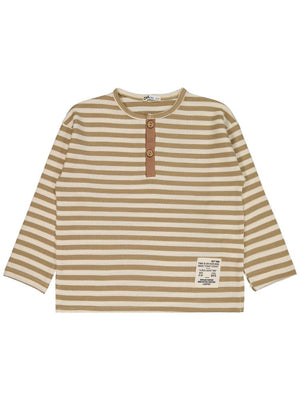 Civil Boys Çizgili Sahte Patlı 6-9 Yaş Sweatshirt - Kahverengi