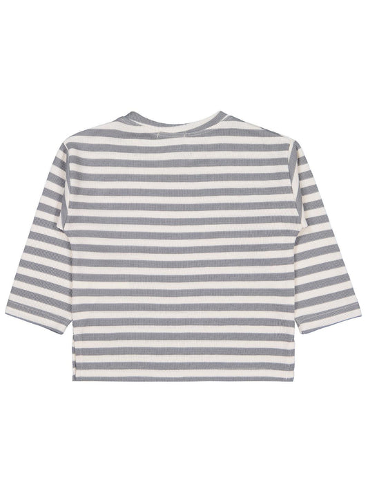 Civil Erkek Çocuk Kendinden Çizgili Sweatshirt | Jakar/Petek Uzun Kol | Okul Kreş ve Günlük Kullanım - Gri