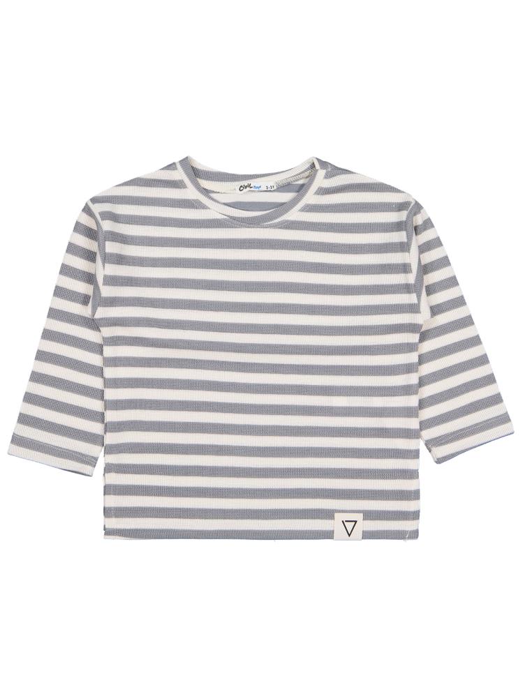 Civil Boys Kendinden Çizgili 2-5 Yaş Sweatshirt - Gri