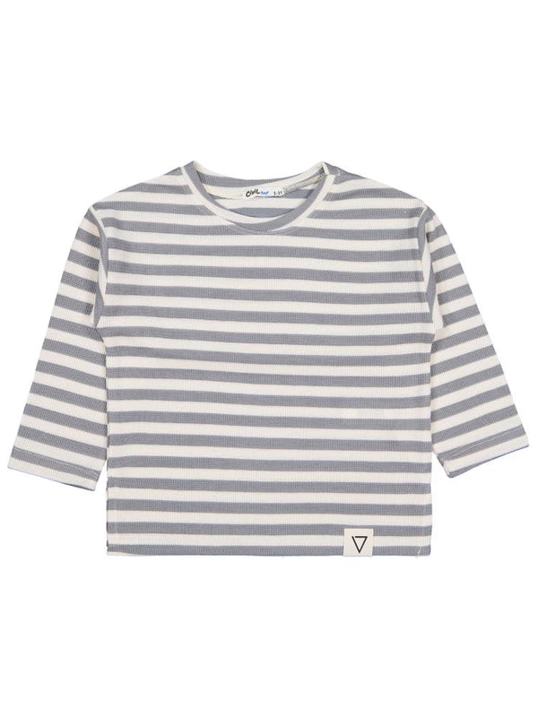 Civil Boys Kendinden Çizgili 2-5 Yaş Sweatshirt - Gri