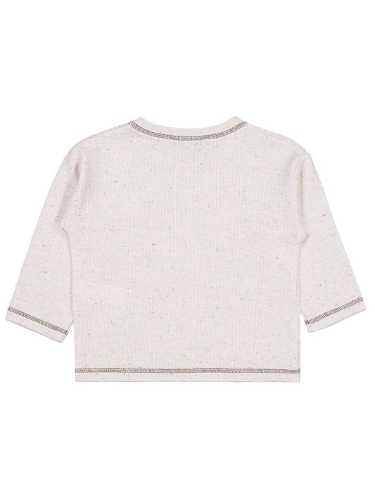 Civil Erkek Çocuk Kadife Cepli Sweatshirt | Waffle Pike Uzun Kol | Okul Kreş ve Günlük Kullanım - Bej