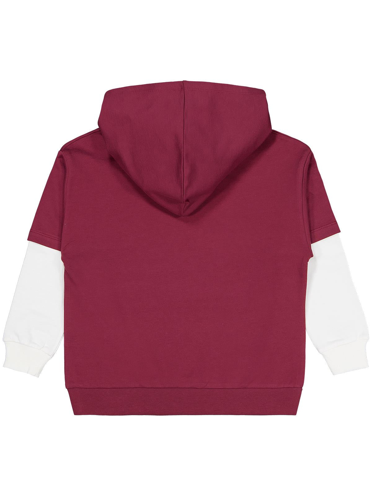 Civil Erkek Çocuk Stop Yıldız Baskılı Sweatshirt | 2 İp Uzun Kol | Okul Kreş ve Günlük Kullanım - Bordo