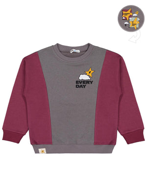 Civil Boys Every Day Yıldız Baskılı 6-9 Yaş Sweatshirt - Bordo