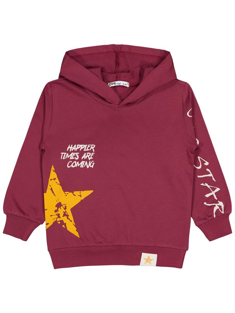 Civil Boys Cool Star Baskılı 2-5 Yaş Sweatshirt - Bordo