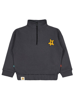 Civil Erkek Çocuk Relax Yıldız Baskılı Sweatshirt | 3 İp Uzun Kol | Okul Kreş ve Günlük Kullanım - Gri