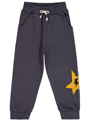 Civil Boys Yıldız Baskılı Süs Bağcıklı 6-9 Yaş Eşofman Altı - Gri