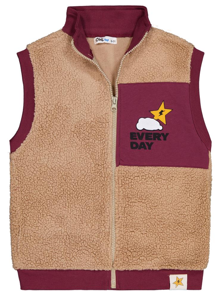 Civil Boys Every Day Baskılı 6-9 Yaş Yelek - Bordo