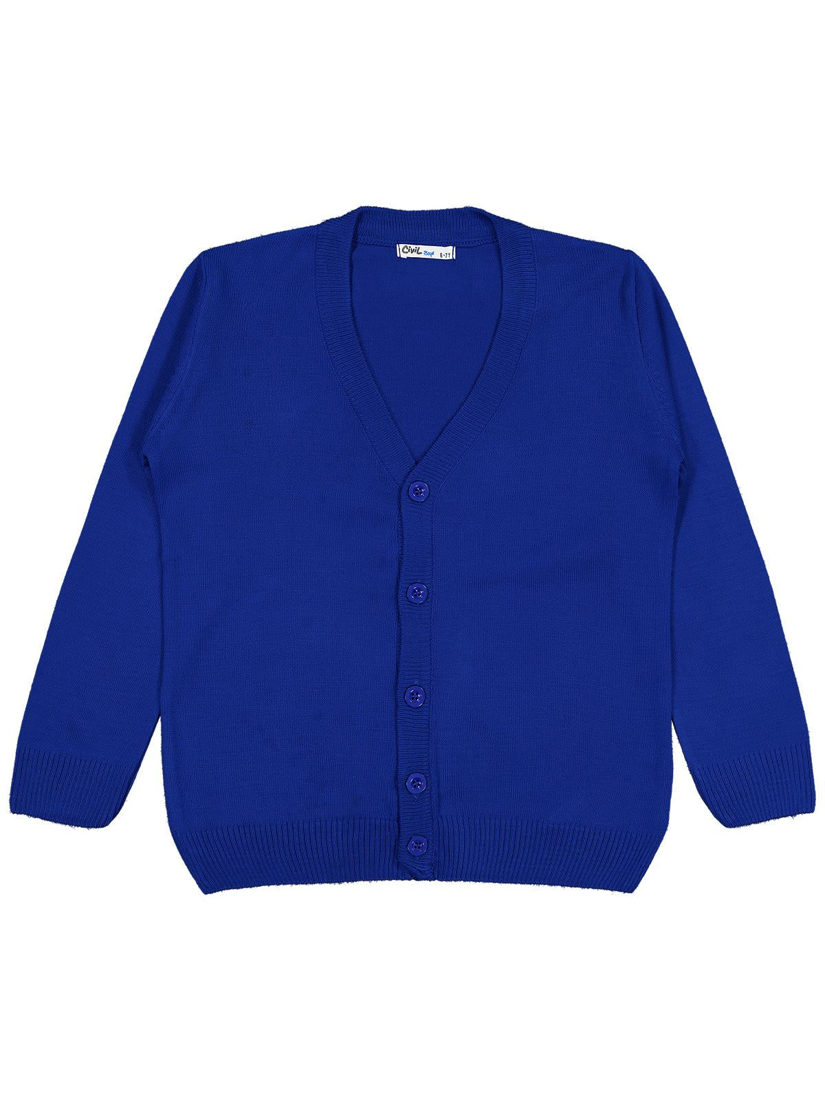 Civil Boys Basic Triko 6-9 Yaş Hırka - Mavi