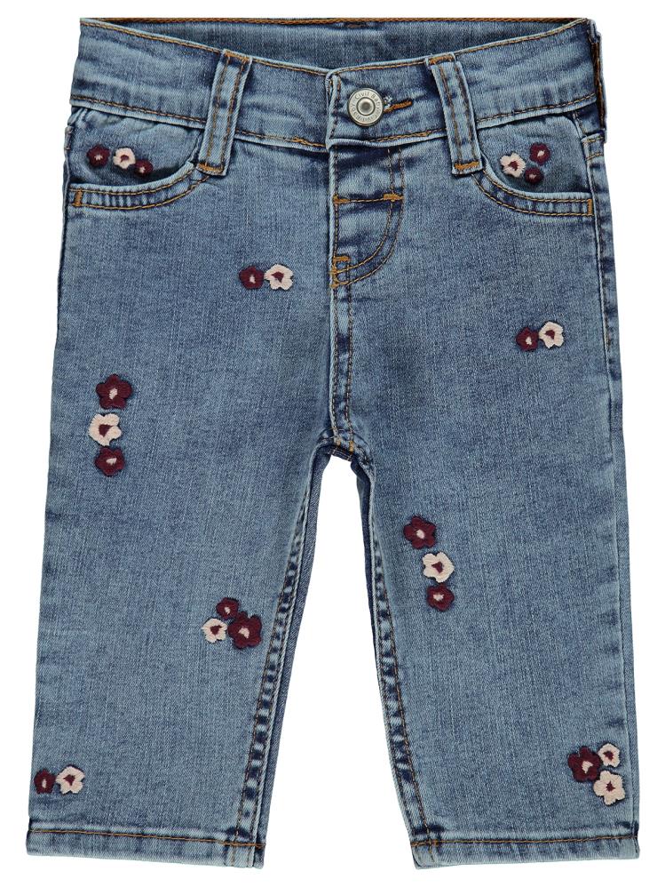 Civil Baby Çiçek Nakışlı Straight 6-18 Ay Pantolon - Mavi