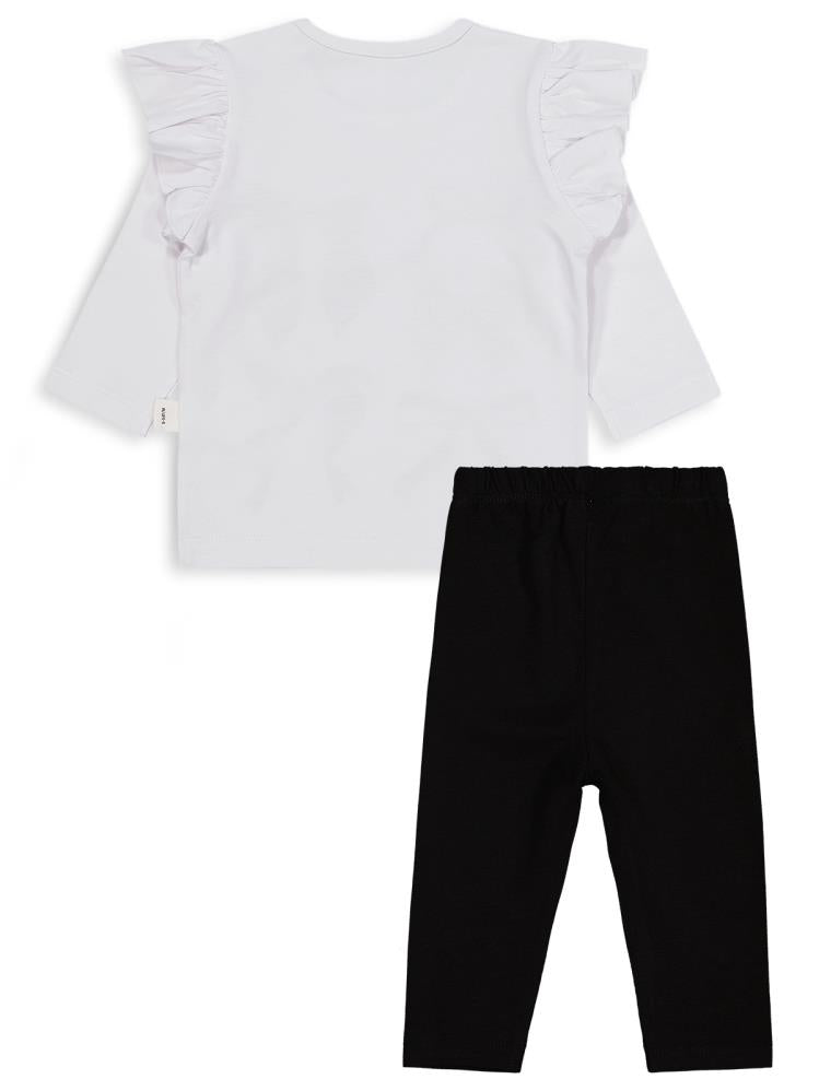 Civil Baby Fiyonk Baskılı 6-18 Ay Takım - Beyaz