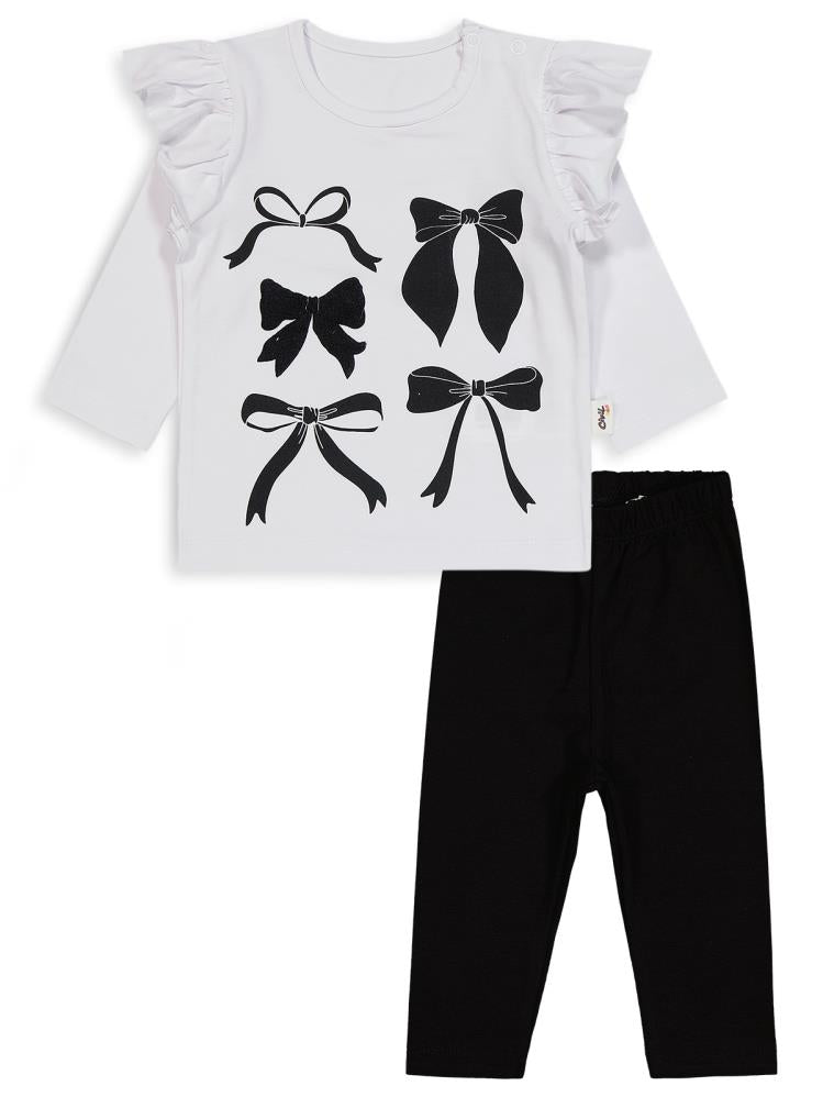 Civil Baby Fiyonk Baskılı 6-18 Ay Takım - Beyaz