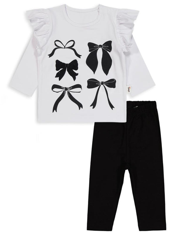 Civil Baby Fiyonk Baskılı 6-18 Ay Takım - Beyaz