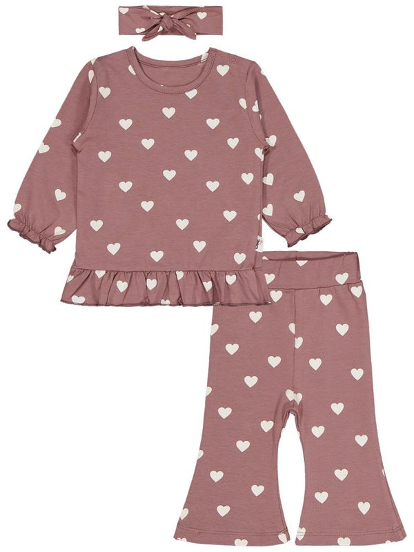 Civil Baby Kalp Baskılı 6-18 Ay Takım - Kahverengi