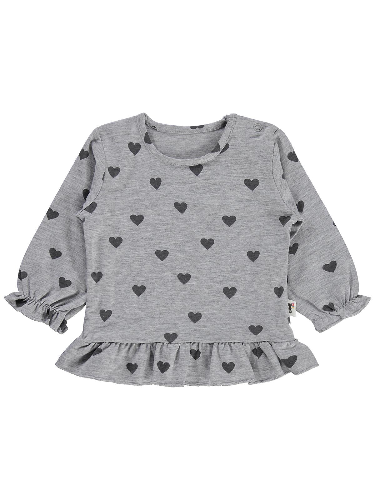 Civil Baby Kalp Baskılı 6-18 Ay Takım - Gri