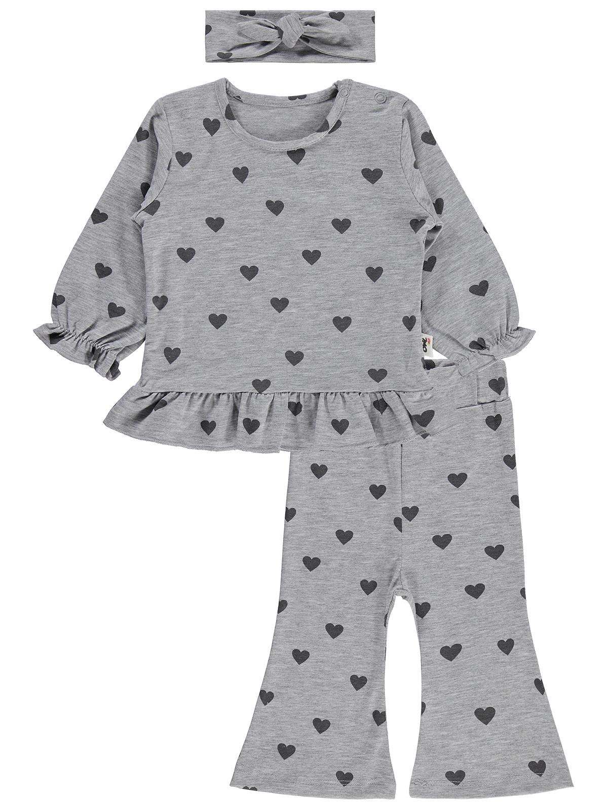 Civil Baby Kalp Baskılı 6-18 Ay Takım - Gri
