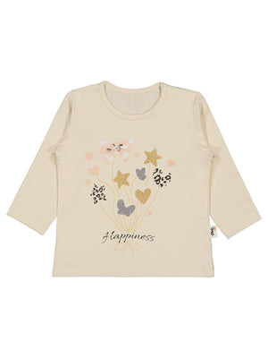 Civil Baby Yıldız Kalp Baskılı 6-18 Ay Sweatshirt - Bej