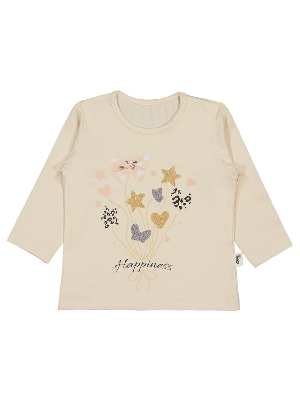 Civil Baby Yıldız Kalp Baskılı 6-18 Ay Sweatshirt - Bej