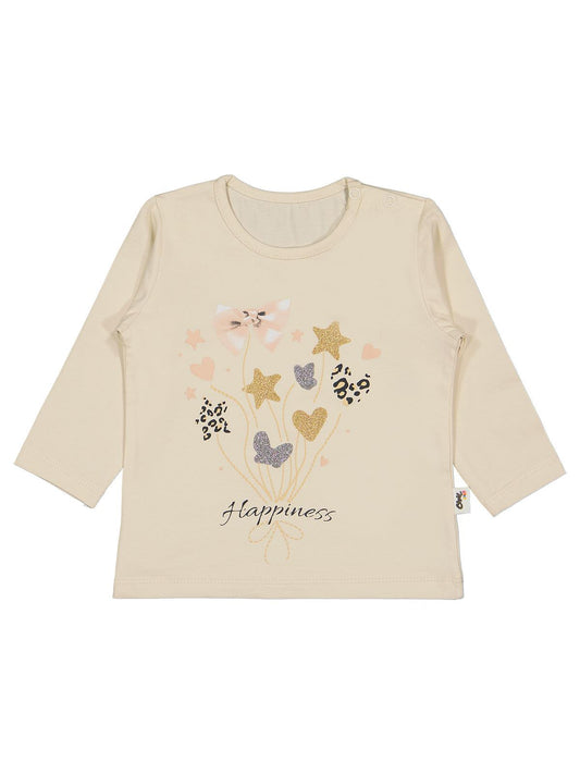 Civil Baby Yıldız Kalp Baskılı 6-18 Ay Sweatshirt - Bej