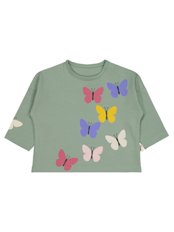 Cvl-60 Civil Baby Küçük Kelebekler Baskılı 6-18 Ay Sweatshirt - Yeşil