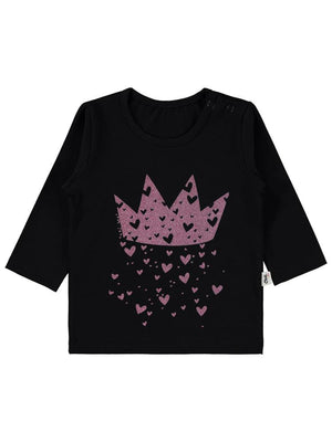 Cvl-56 Civil Baby Taç Kalp Baskılı 6-18 Ay Sweatshirt - Siyah