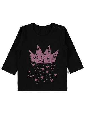 Civil Baby Taç Kalp Baskılı 6-18 Ay Sweatshirt - Siyah