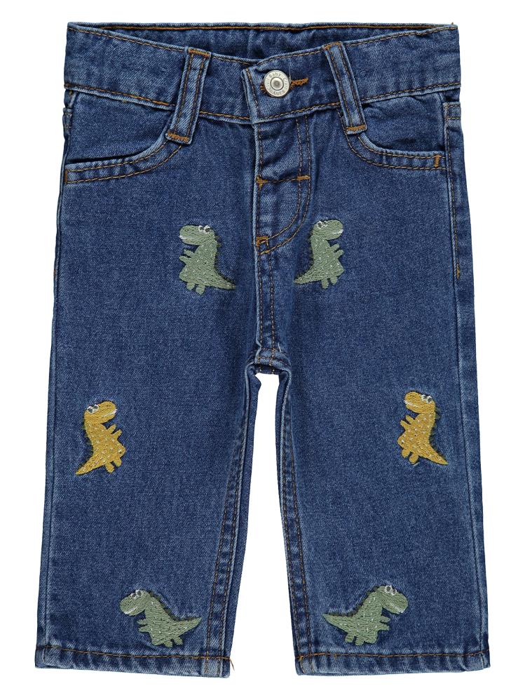 Civil Baby Dinazor Nakış Straight 6-18 Ay Pantolon - Mavi