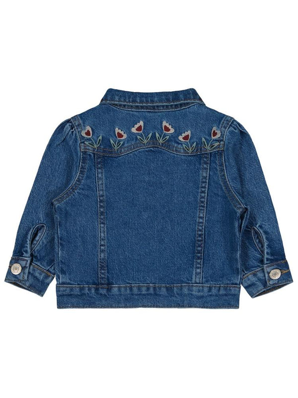 1010 Civil Baby Çiçek Nakışlı 9-18 Ay Ceket - Mavi