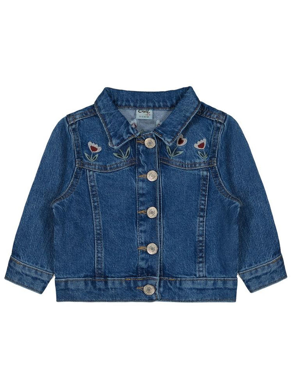 1010 Civil Baby Çiçek Nakışlı 9-18 Ay Ceket - Mavi