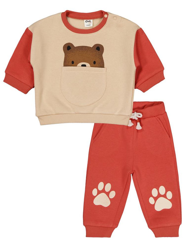 Civil Baby Ayıcık Cepli 6-18 Ay Takım - Turuncu