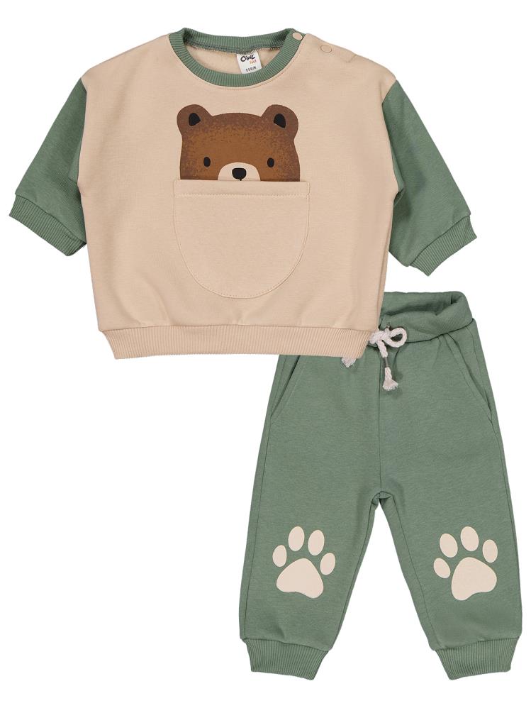 Civil Baby Ayıcık Cepli 6-18 Ay Takım - Haki