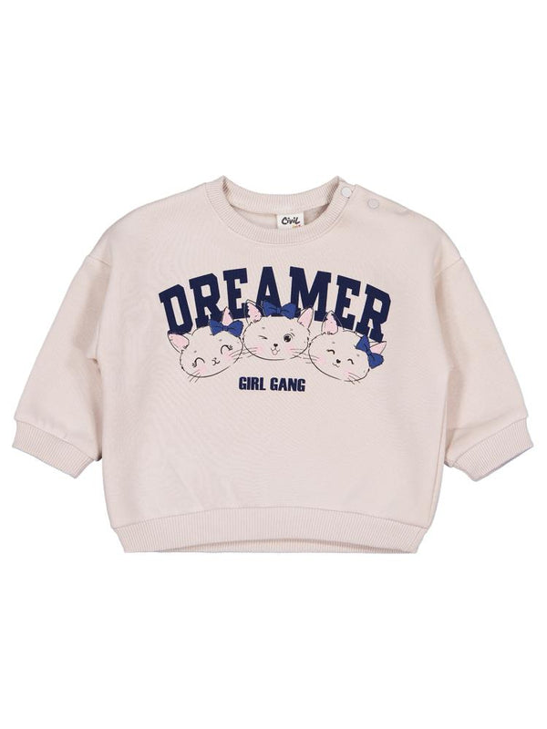 Civil Baby Ayıcık Baskılı Çizgili 6-18 Ay Sweatshirt - Bej