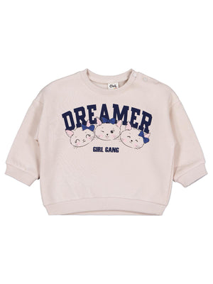 Civil Baby Ayıcık Baskılı Çizgili 6-18 Ay Sweatshirt - Bej