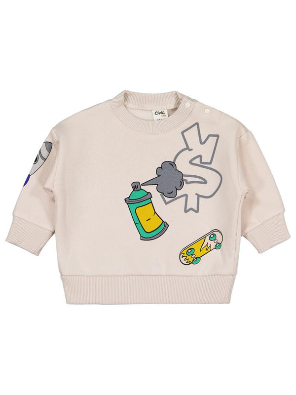 Civil Baby Kaykay Baskı 6-18 Ay Sweatshirt - Bej
