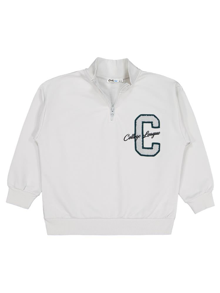 Civil Boys C Chıcago Baskılı-Nakışlı 6-9 Yaş Sweatshirt - Gri