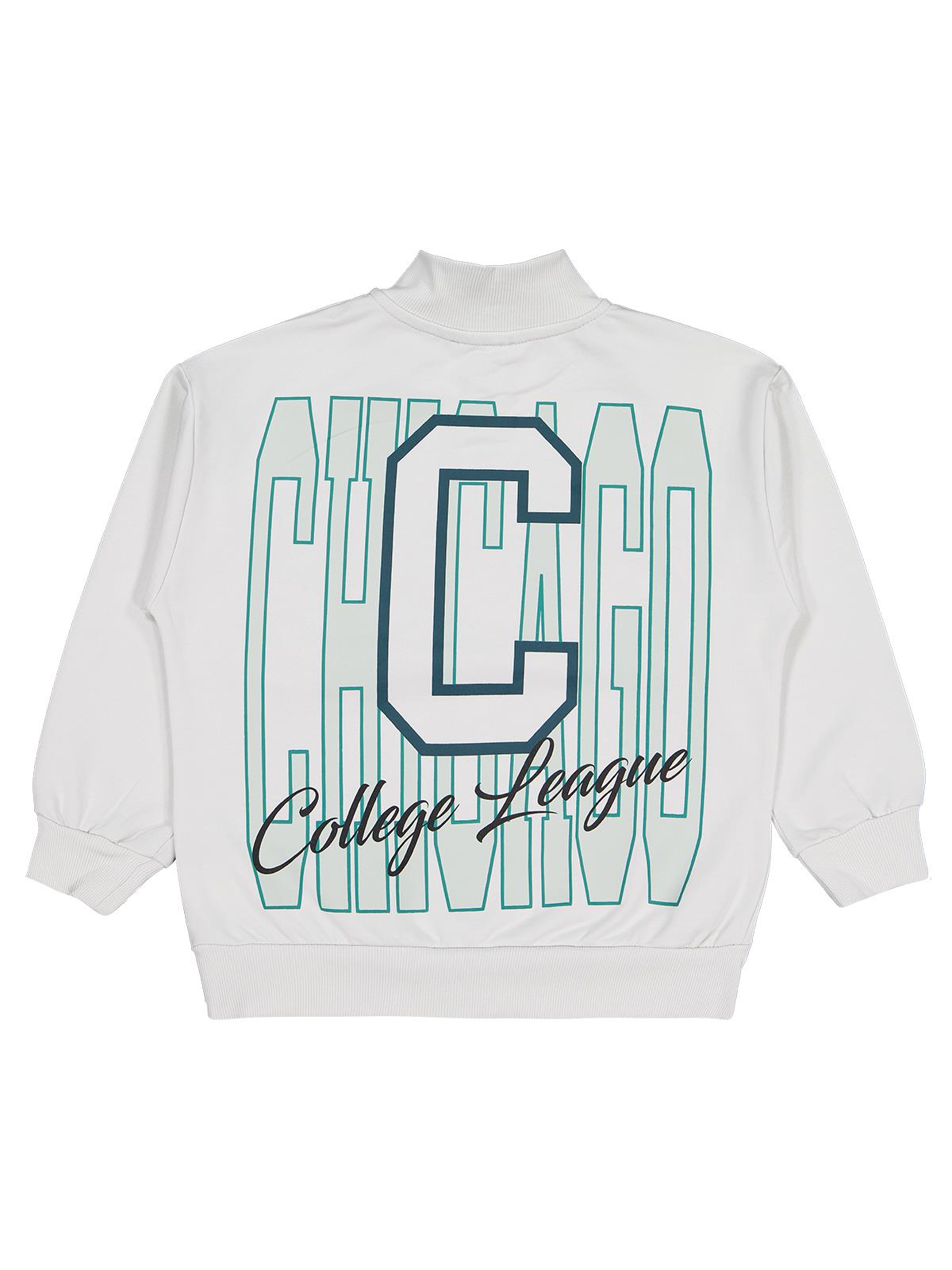 Civil Erkek Çocuk C Chıcago Baskılı-Nakışlı Sweatshirt | 2 İp | Okul Kreş ve Günlük Kullanım - Gri