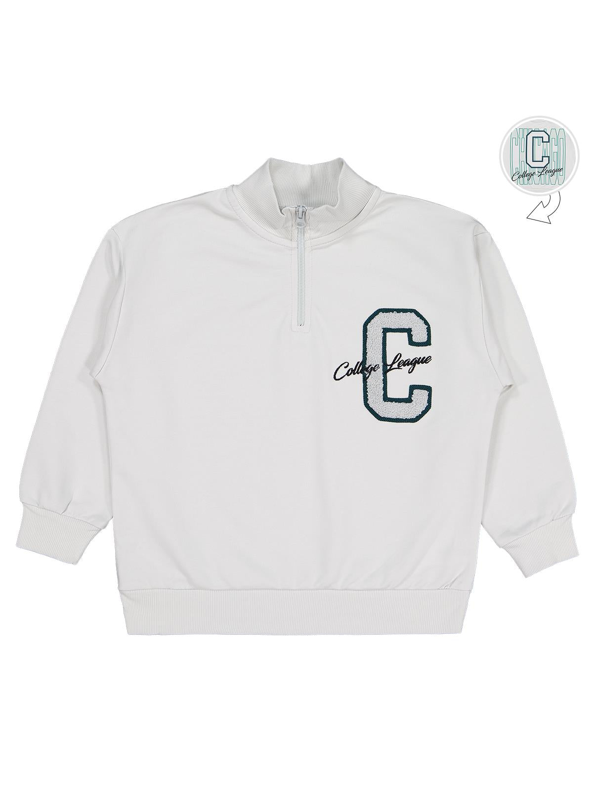 Civil Erkek Çocuk C Chıcago Baskılı-Nakışlı Sweatshirt | 2 İp | Okul Kreş ve Günlük Kullanım - Gri